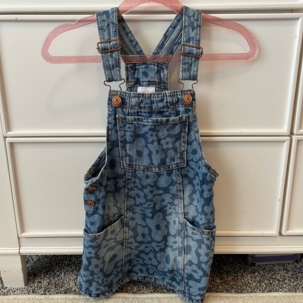 Wonder Nation Blue Floral Kids Overalls
